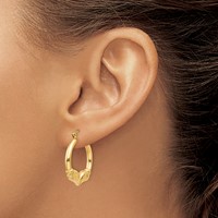 14K Yellow Gold Polished Ram Hoop Earrings view 3