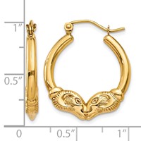 14K Yellow Gold Polished Ram Hoop Earrings view 4