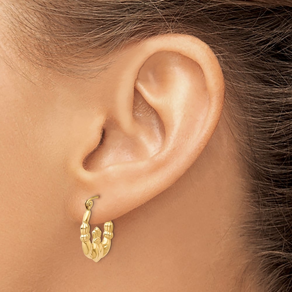 14k Polished Claddagh Hoop Earrings (T899)