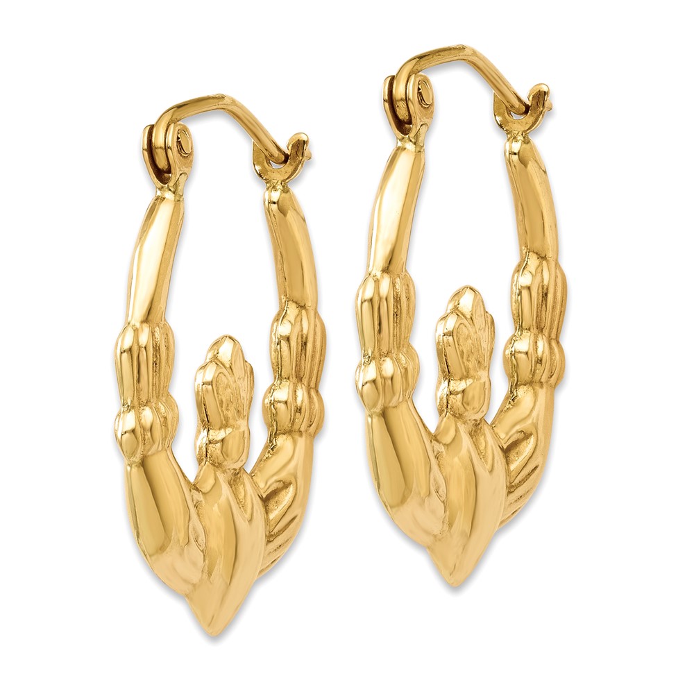 14k Polished Claddagh Hoop Earrings (T900)