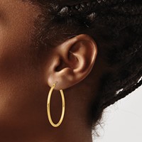14K 2x35mm Polished Lightweight Tube Hoop Earrings view 3