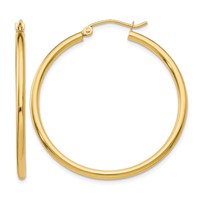 14K 2x35mm Polished Lightweight Tube Hoop Earrings view 1