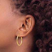 14K Yellow Gold 2x 25mm Polished Lightweight Tube Hoop Earrings view 3