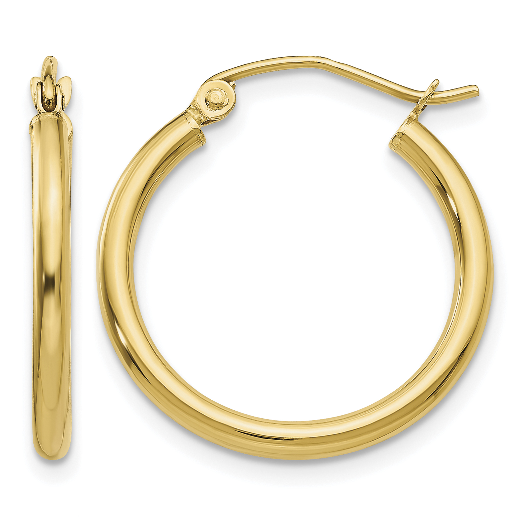 14k Polished 2x20mm Lightweight Tube Hoop Earrings (T916L)