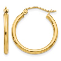 14K 2x20mm Polished Lightweight Tube Hoop Earrings view 1