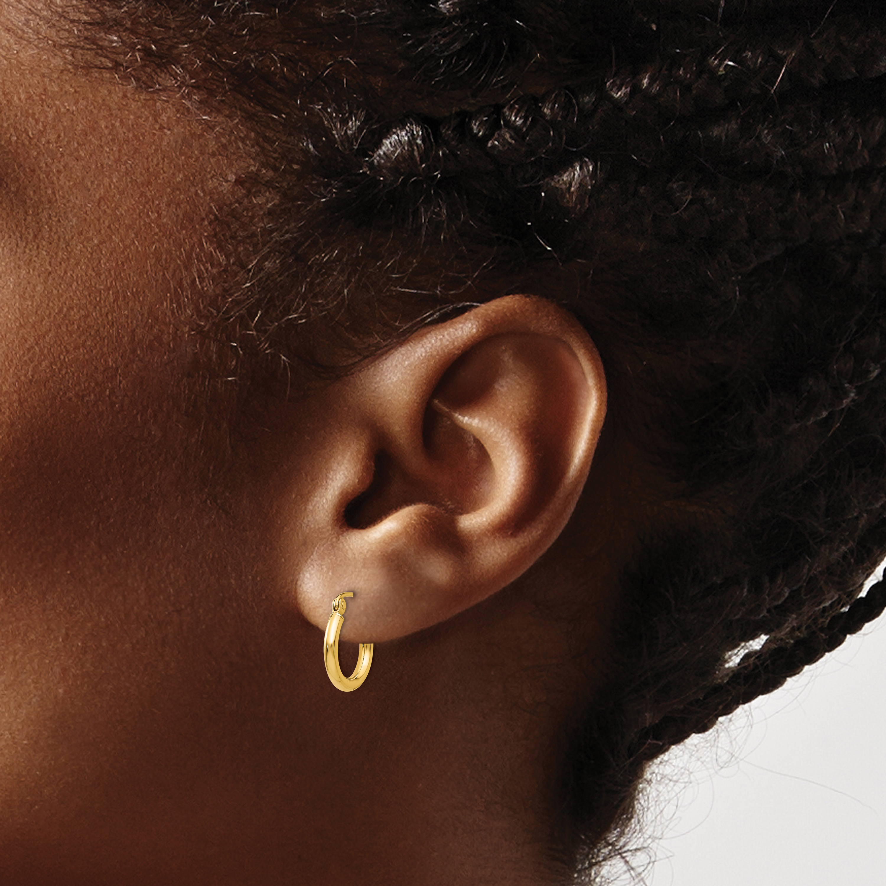 14k Polished 2x12mm Tube Hoop Earrings T918 - Picture 3 of 4