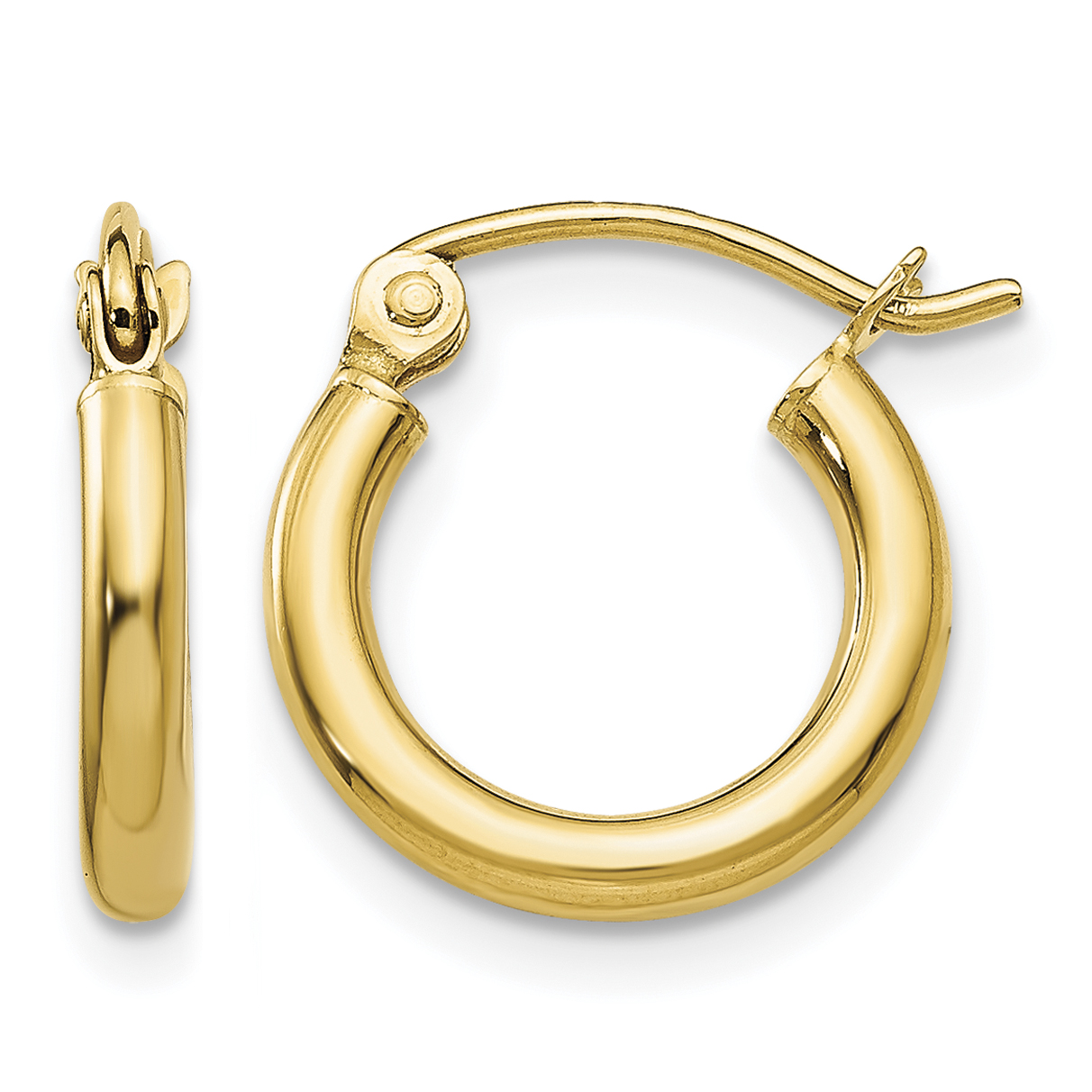 14k Polished 2x12mm Lightweight Tube Hoop Earrings (T918L)
