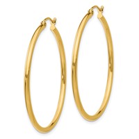 14K Yellow Gold 2x 40mm Polished Tube Hoop Earrings view 2