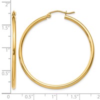 14K Yellow Gold 2x 40mm Polished Tube Hoop Earrings view 4