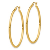 14K Yellow Gold 2x 40mm Polished Lightweight Tube Hoop Earrings view 2