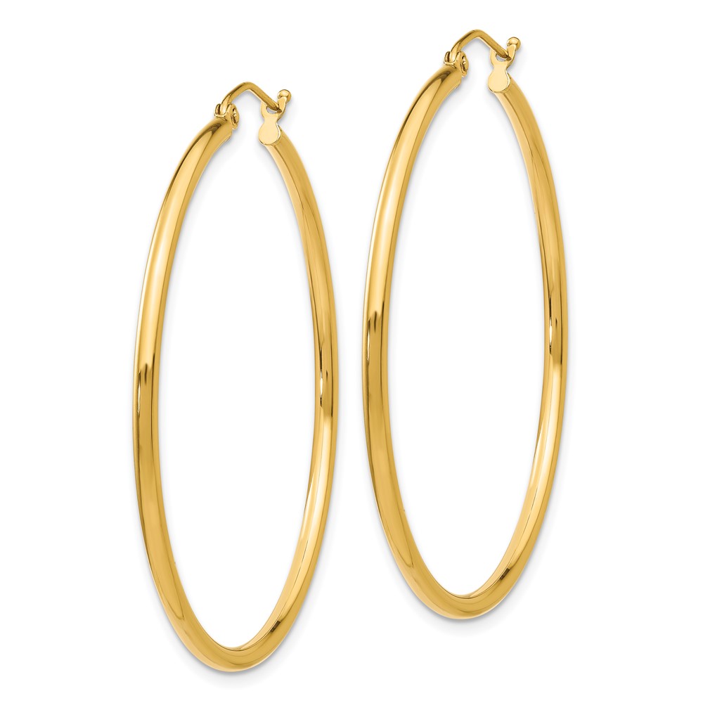 14k Polished 2x45mm Tube Hoop Earrings (T920)