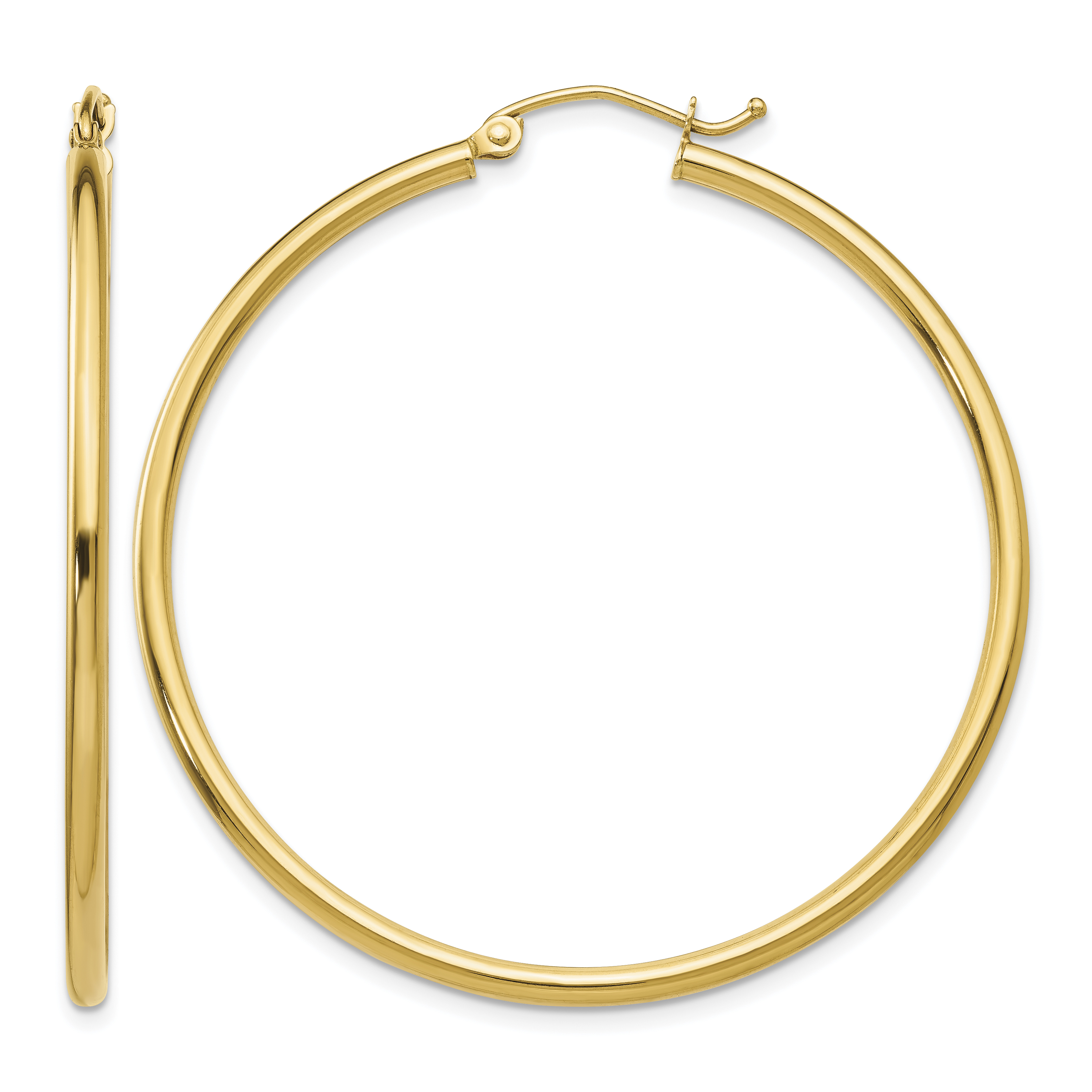 14k Polished 2x45mm Tube Hoop Earrings (T920)