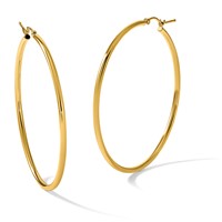 14K Yellow Gold 2x 50mm Polished Lightweight Tube Hoop Earrings view 5