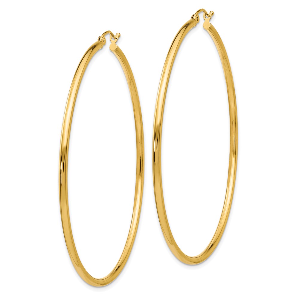 14k Polished 2x60mm Tube Hoop Earrings (T923)