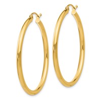 14K Yellow Gold 2.5x 40mm Polished Round Tube Hoop Earrings view 2