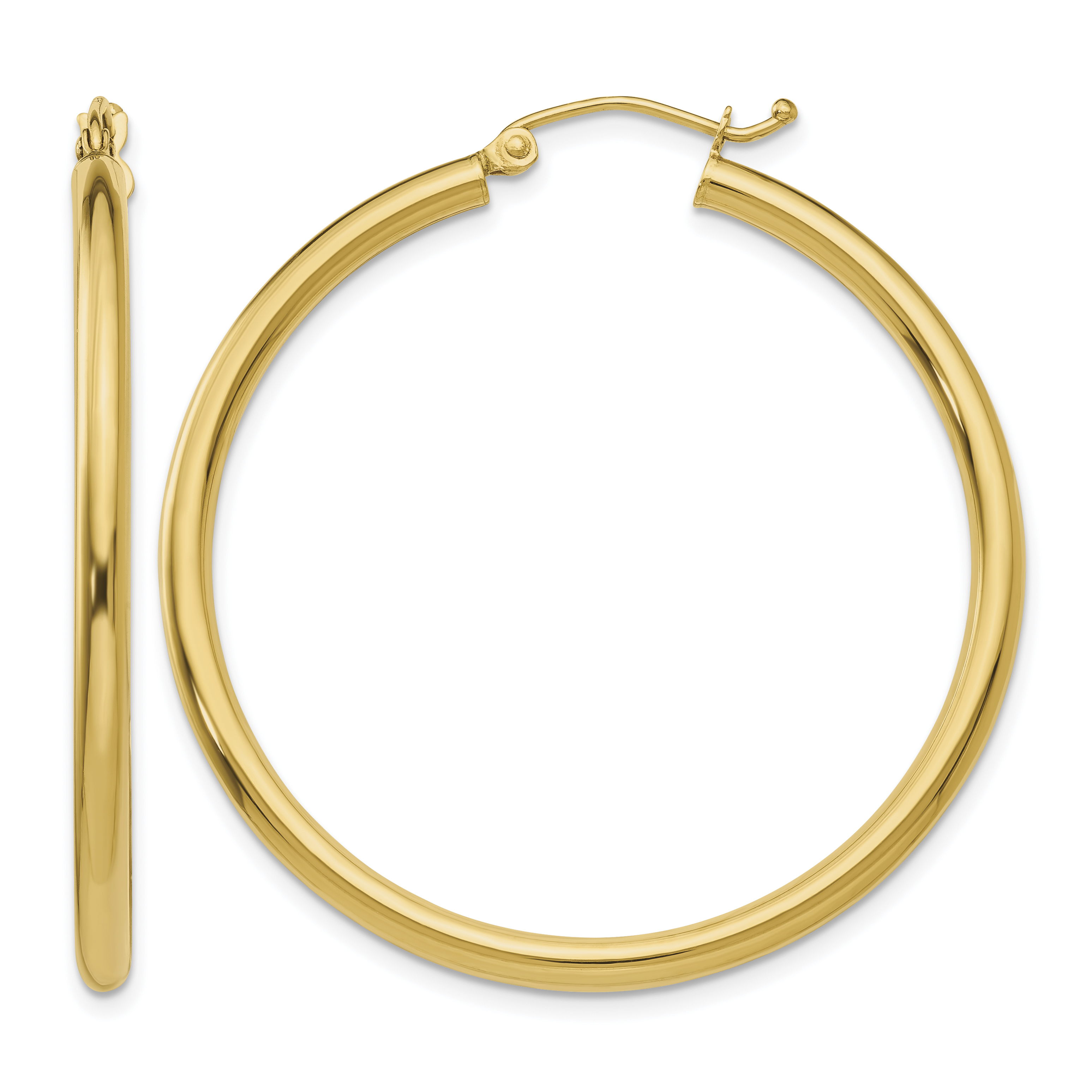 14K Polished 2.5mm Tube Hoop Earrings (T925)