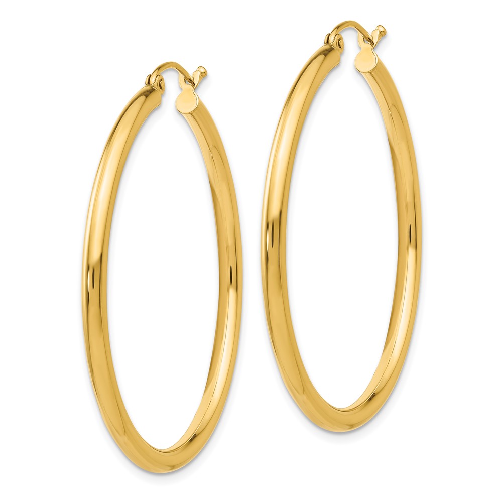 14K Polished 2.5mm Lightweight Tube Hoop Earrings (T925L)