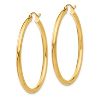 14K Yellow Gold 2.5x 40mm Polished Lightweight Tube Hoop Earrings view 2
