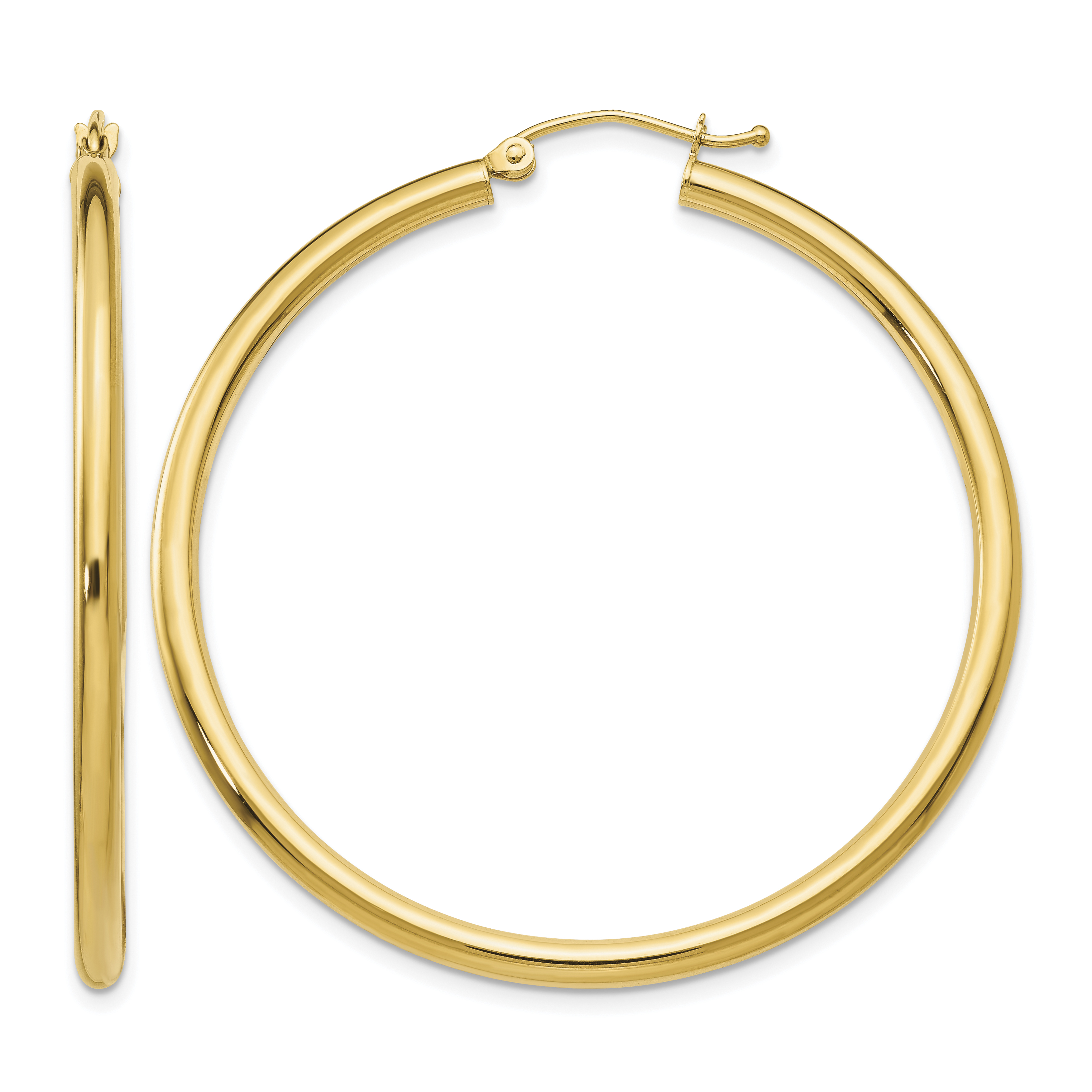 14K Polished 2.5mm Tube Hoop Earrings (T926)