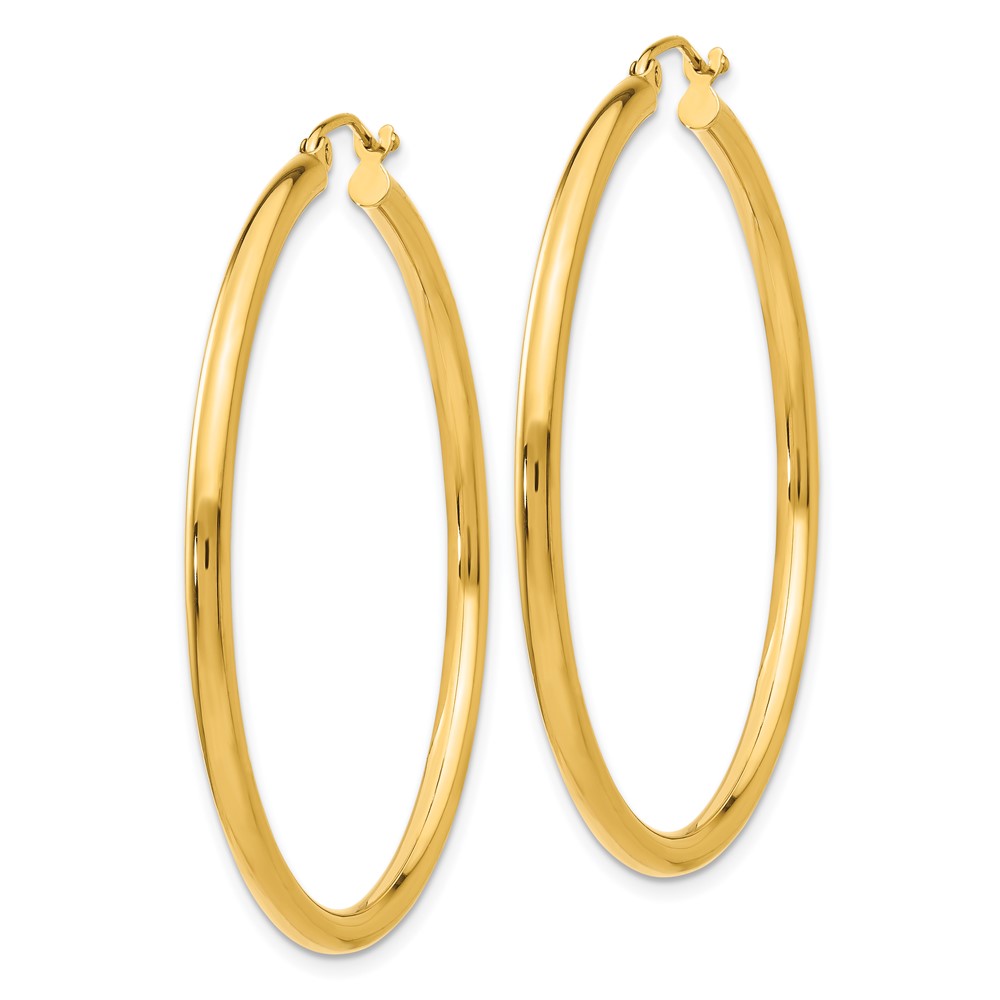 14K Polished 2.5mm Lightweight Tube Hoop Earrings (T926L)