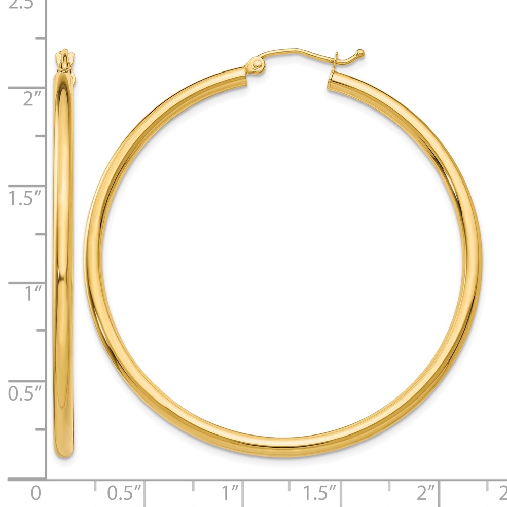 14K Polished 2.5mm Tube Hoop Earrings (T927)