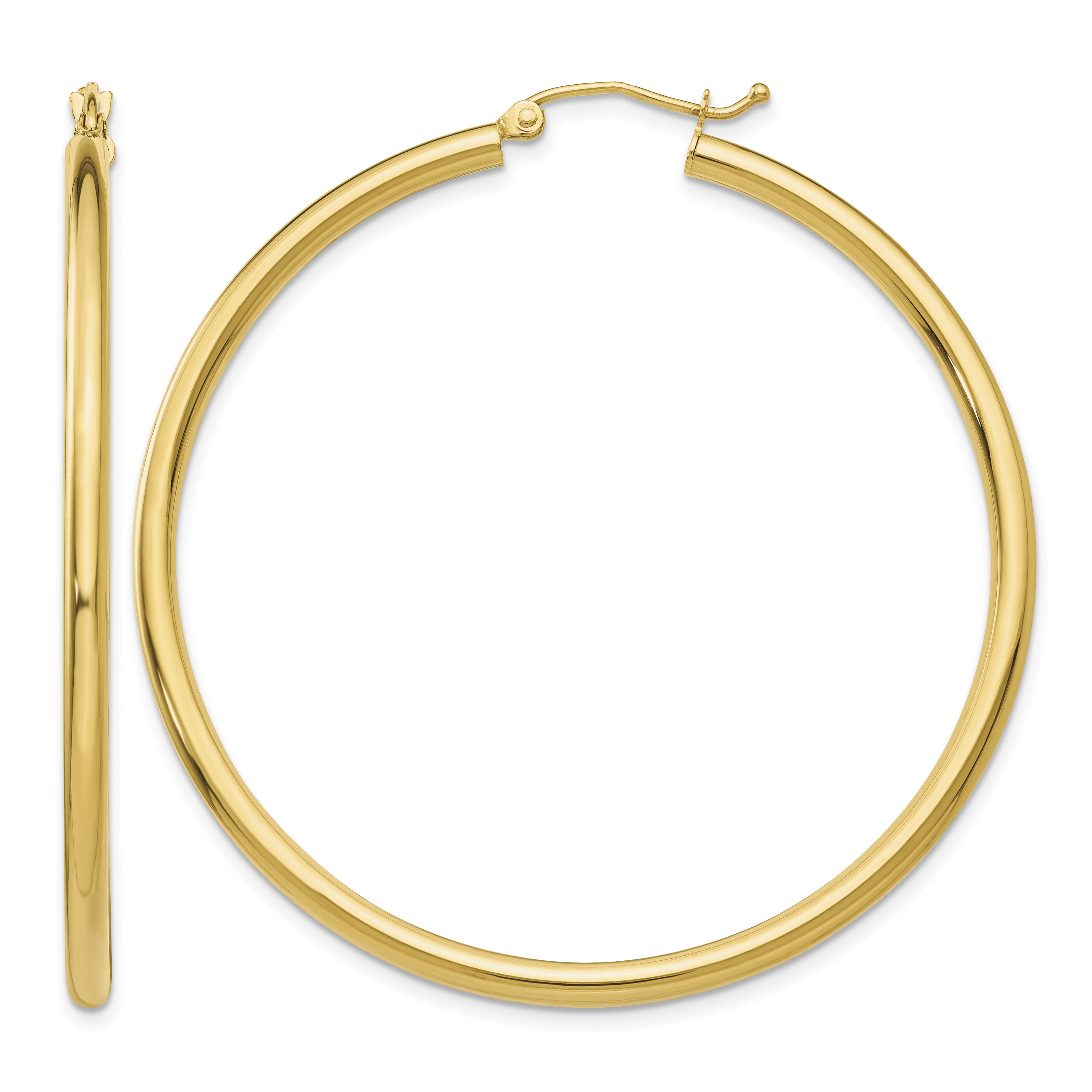 14K Polished 2.5mm Tube Hoop Earrings (T927)