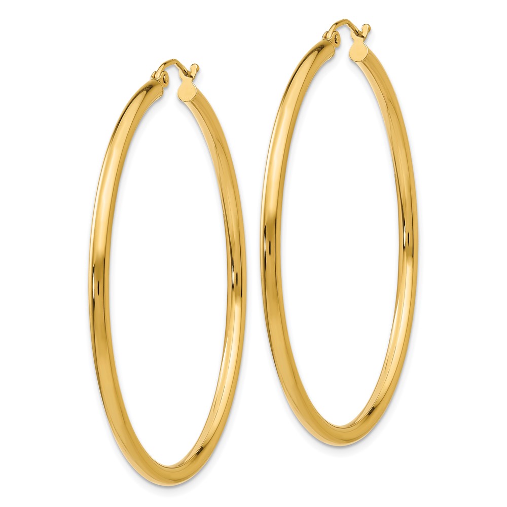 14K Polished 2.5mm Lightweight Tube Hoop Earrings (T927L)