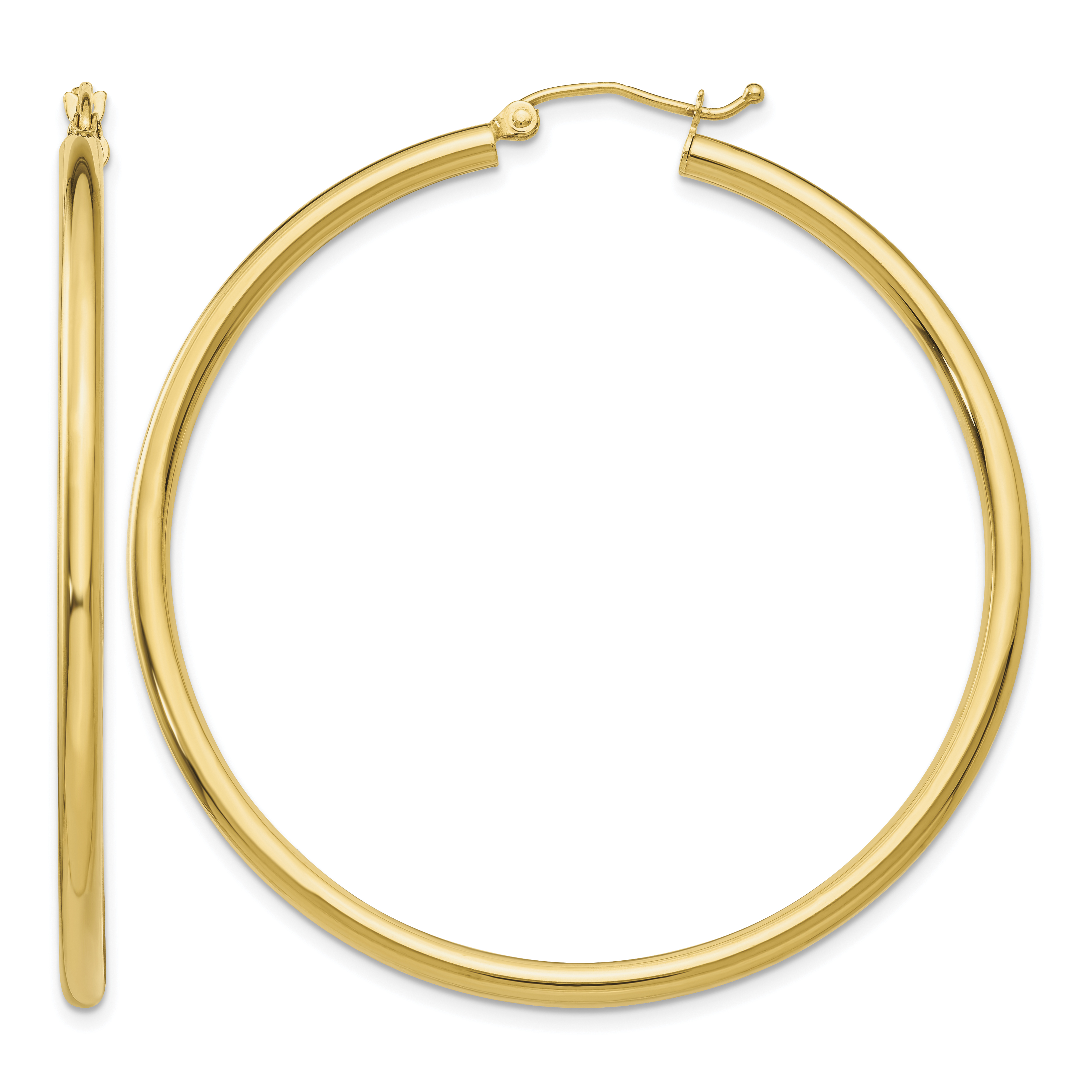 14K Polished 2.5mm Lightweight Tube Hoop Earrings (T927L)