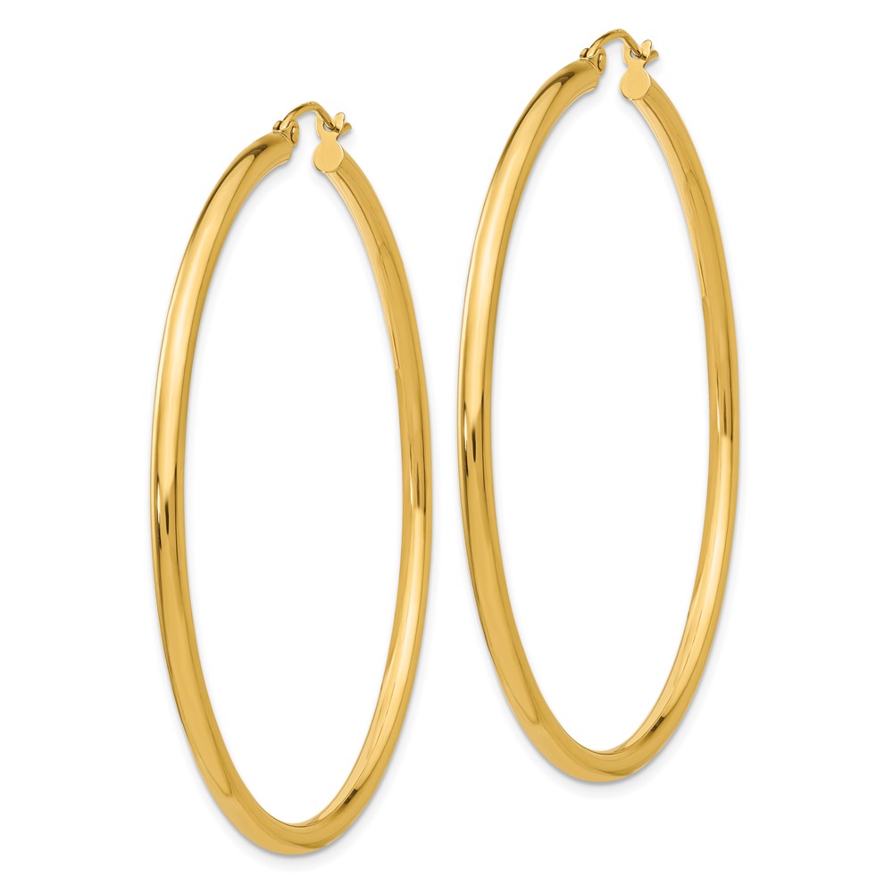 14K Polished 2.5mm Tube Hoop Earrings (T928)