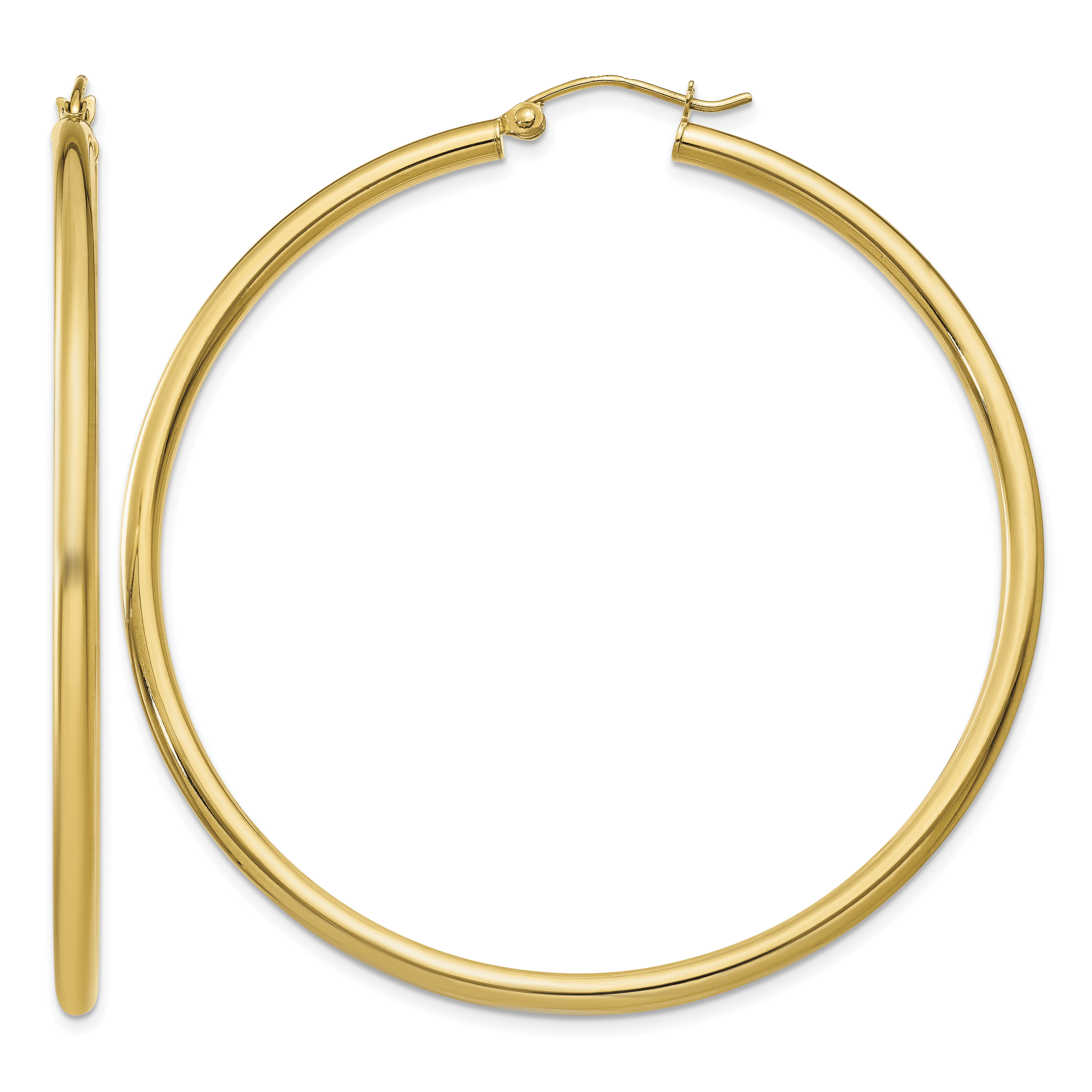 14K Polished 2.5mm Tube Hoop Earrings (T928)