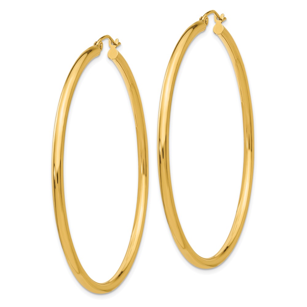 14K Polished 2.5mm Lightweight Tube Hoop Earrings (T928L)