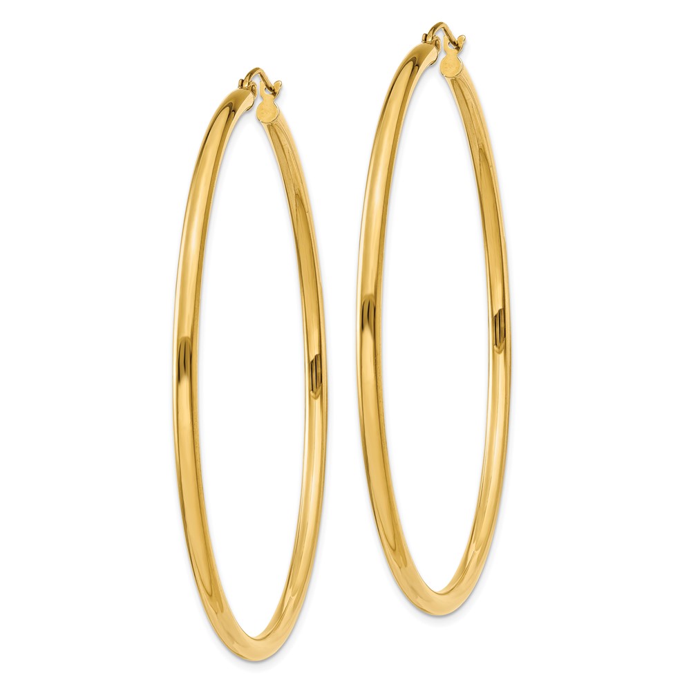 14K Polished 2.5mm Tube Hoop Earrings (T929)