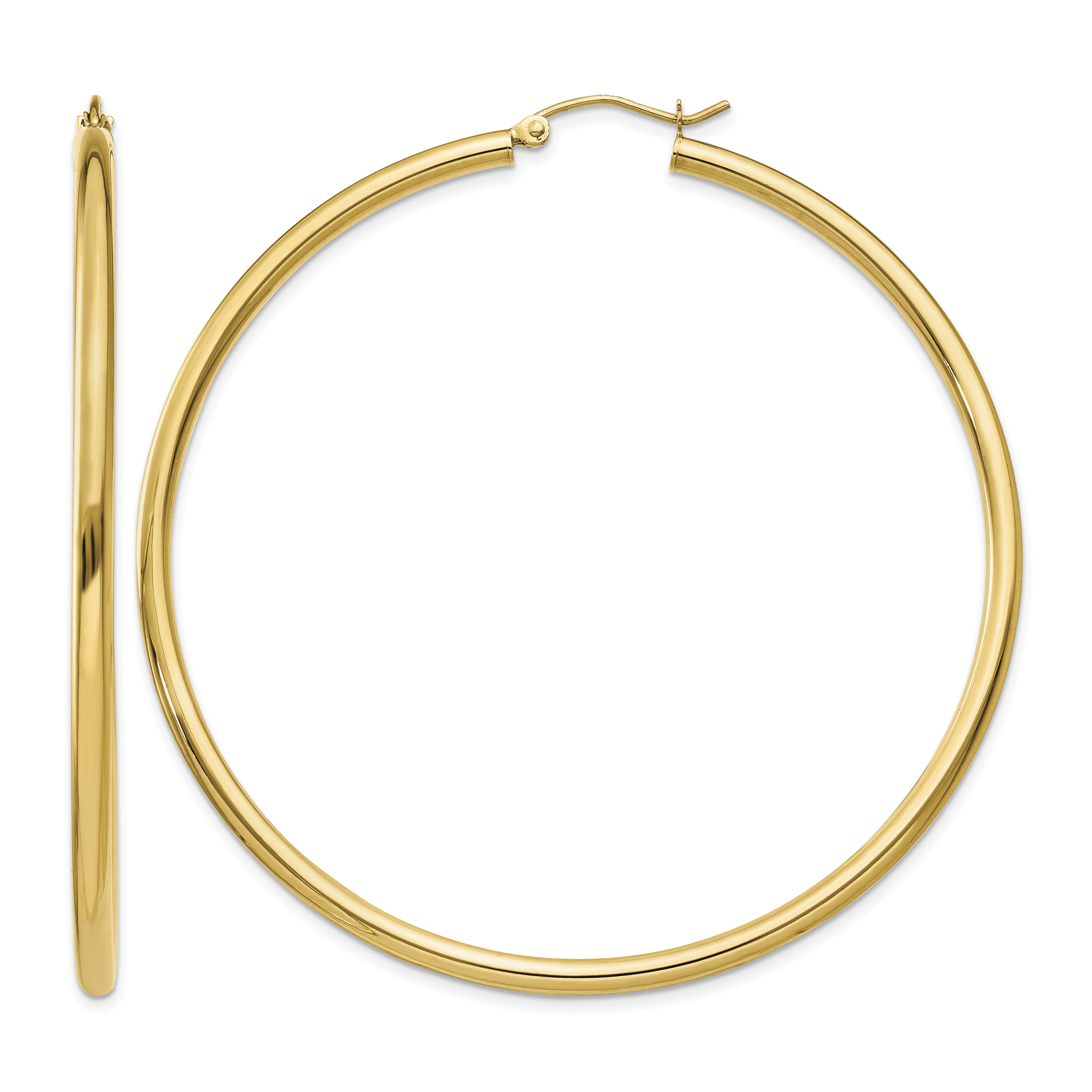 14K Polished 2.5mm Tube Hoop Earrings (T929)