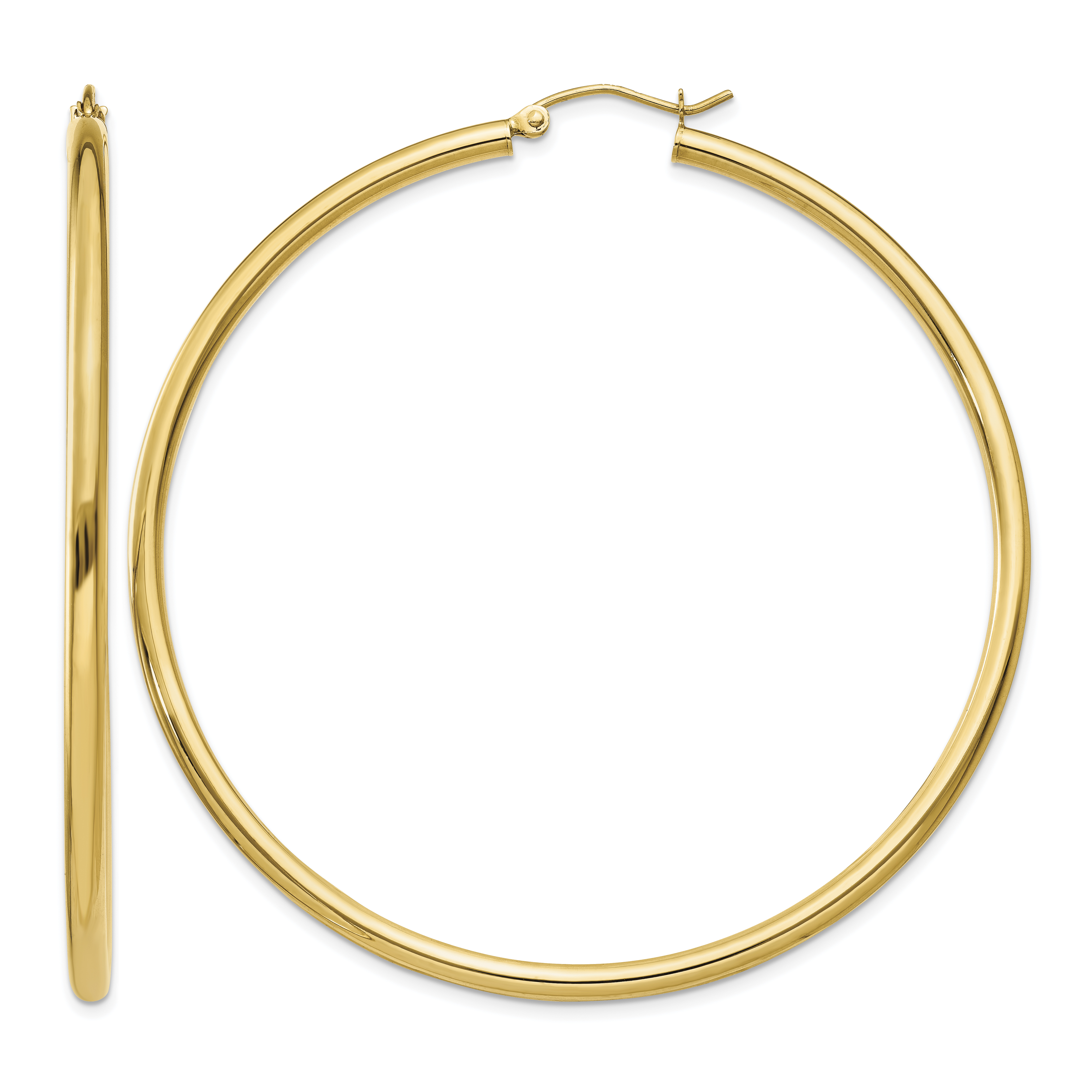 14K Polished 2.5mm Lightweight Tube Hoop Earrings (T929L)