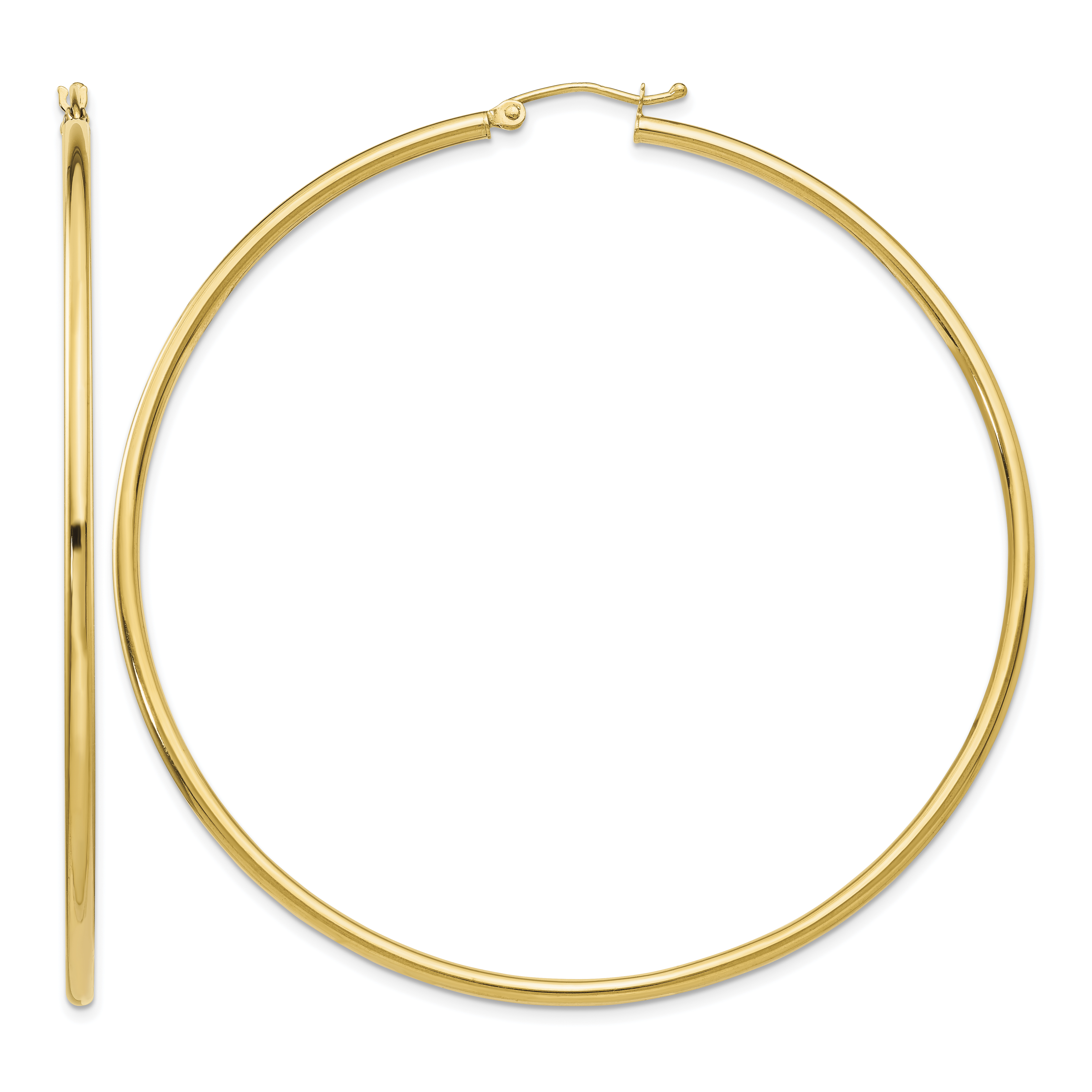 14K Polished 2.5mm Tube Hoop Earrings (T930)