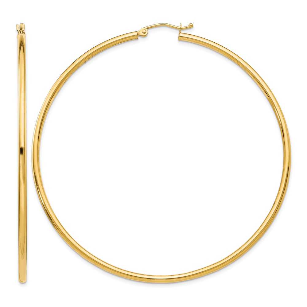 14K Polished 2.5mm Tube Hoop Earrings (T930)