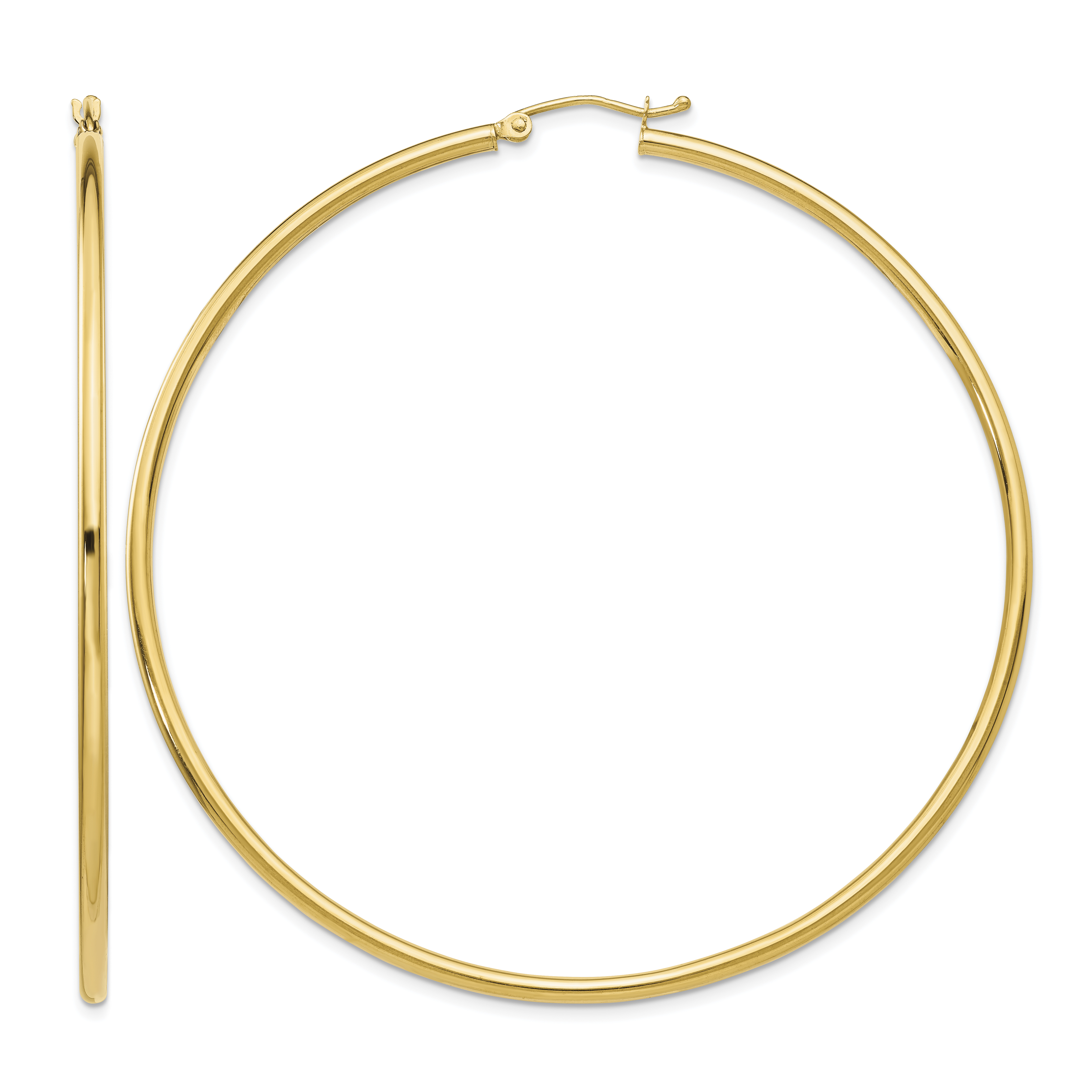 14K Polished 2.5mm Lightweight Tube Hoop Earrings (T930L)