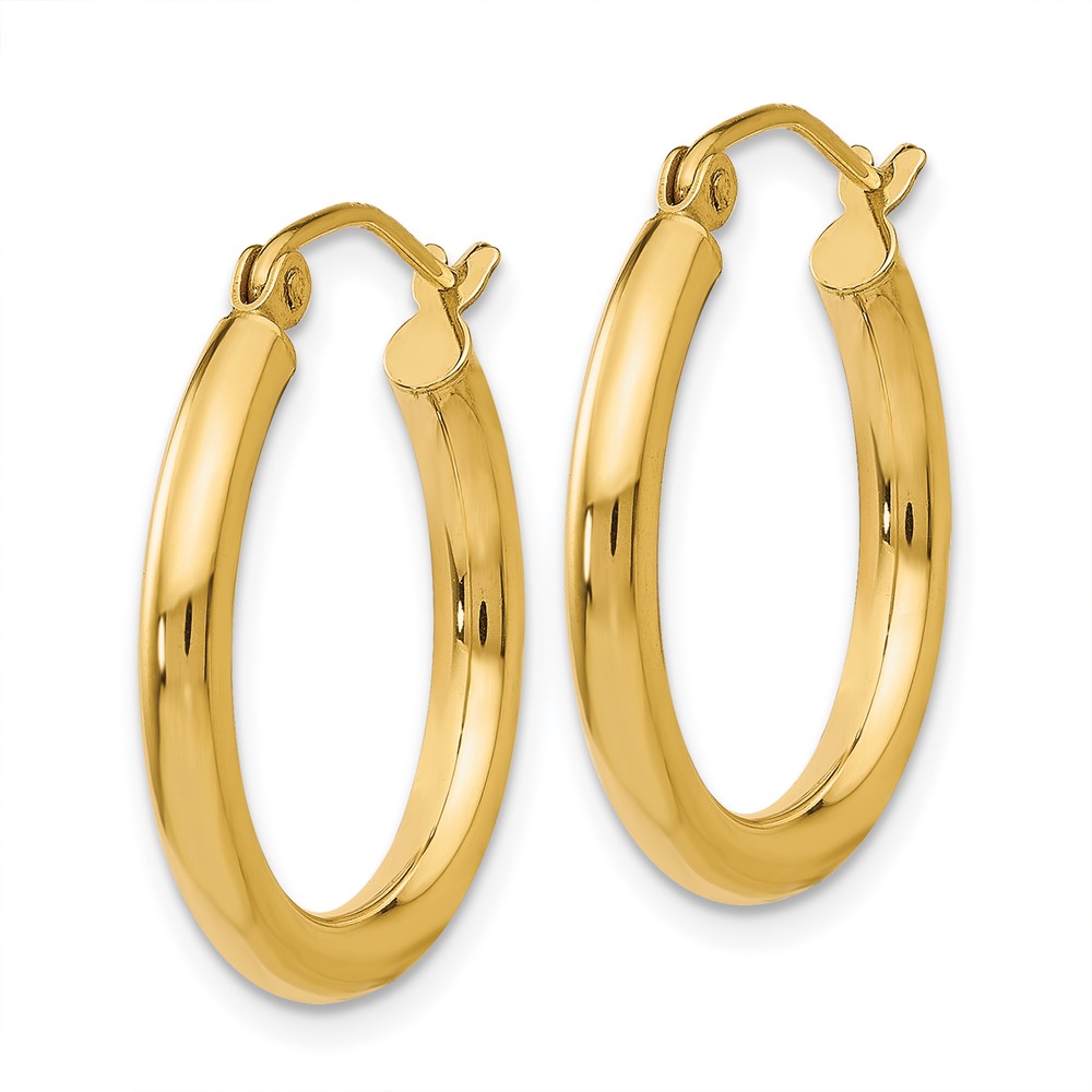 14K Polished 2.5mm Tube Hoop Earrings (T931)