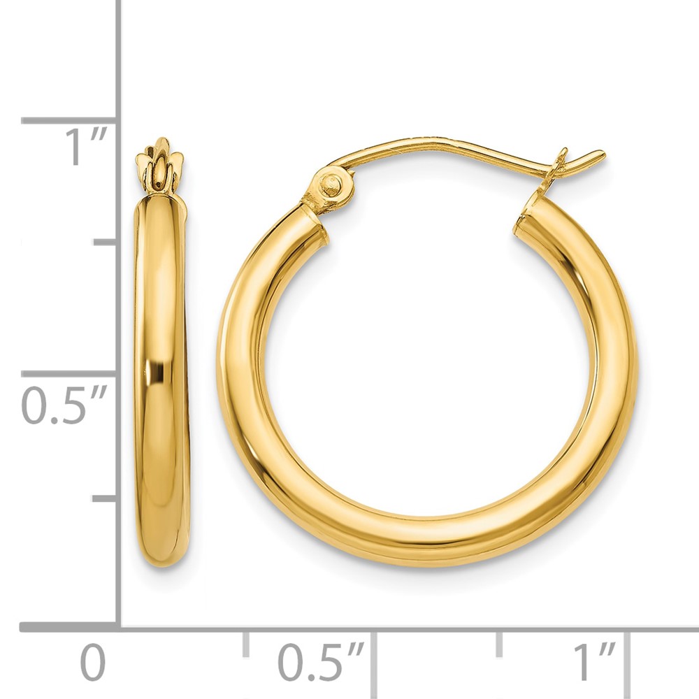 14K Polished 2.5mm Tube Hoop Earrings (T931)