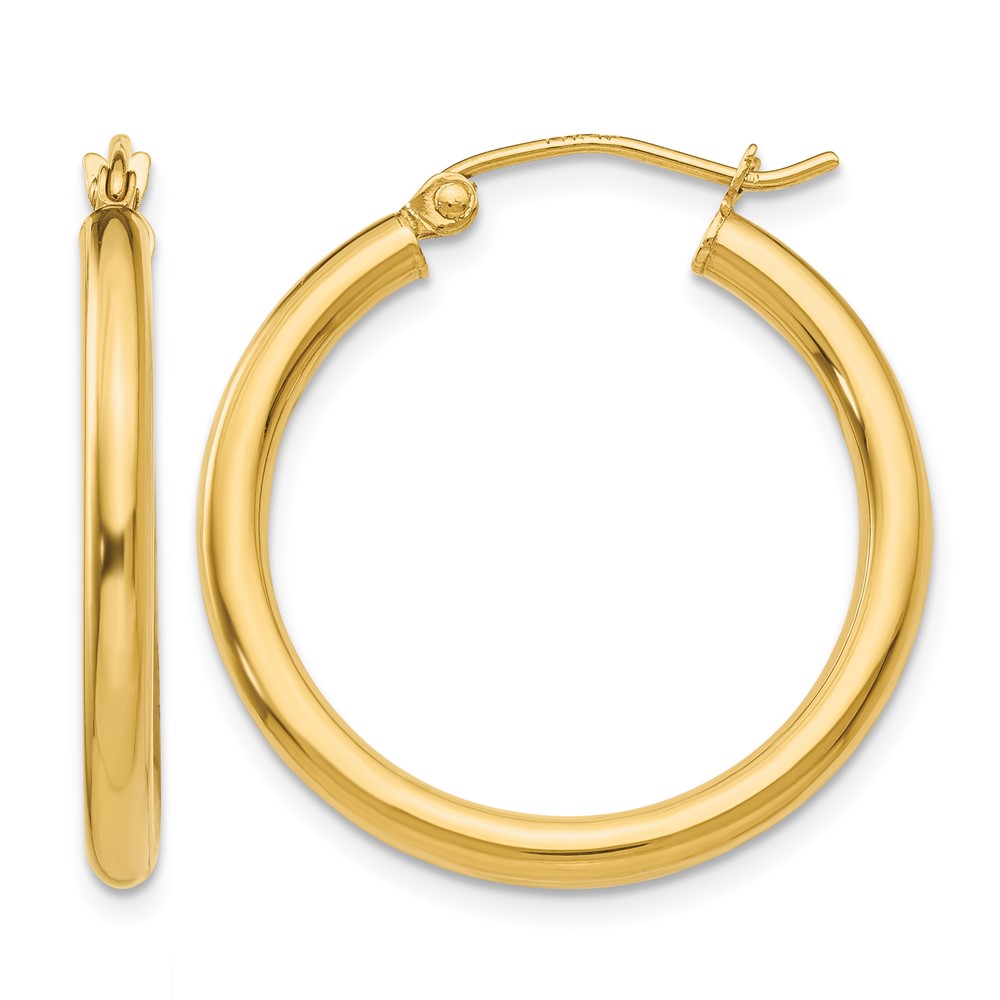 14K Polished 2.5mm Tube Hoop Earrings (T932)