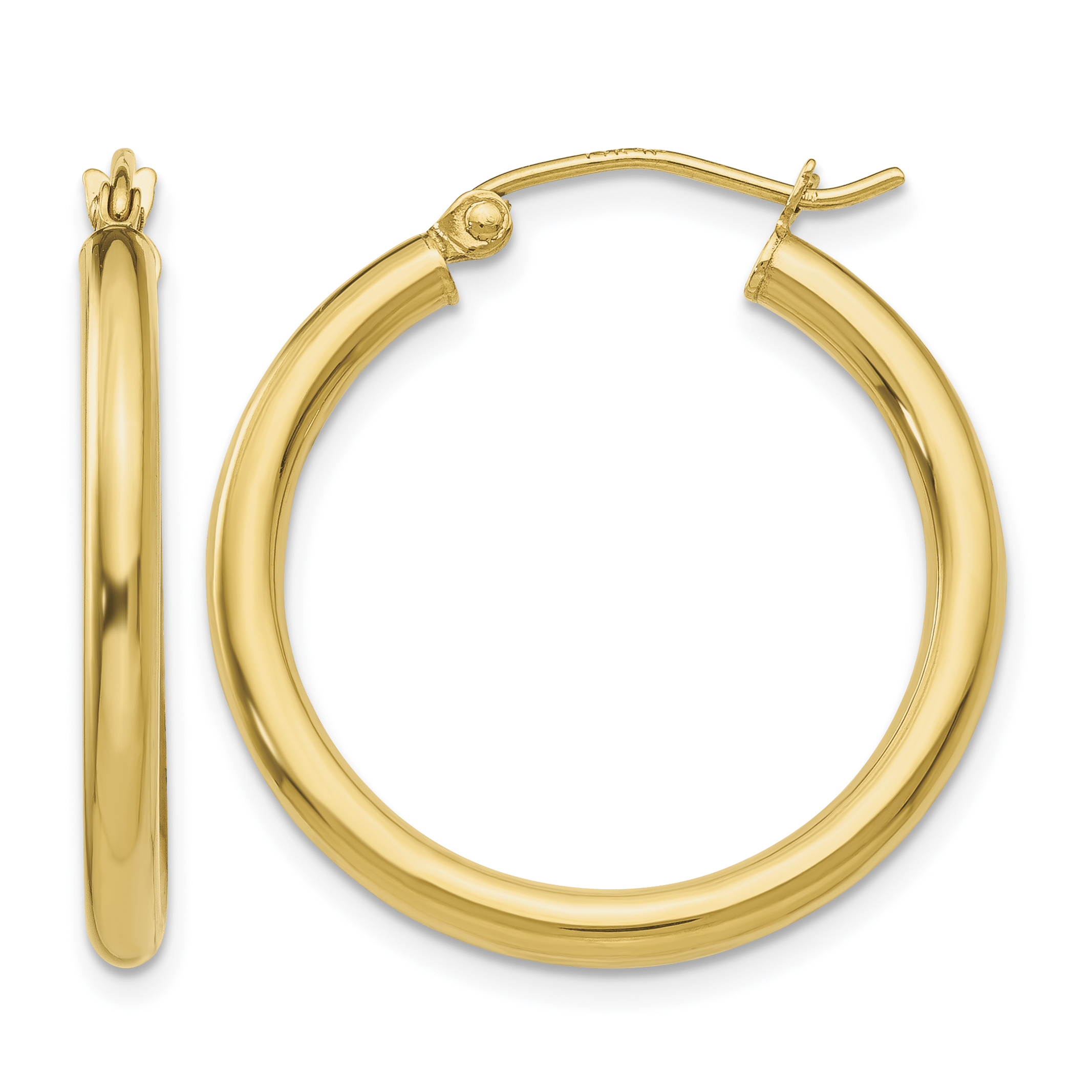 14k Polished 2.5mm Lightweight Tube Hoop Earrings (T932L)