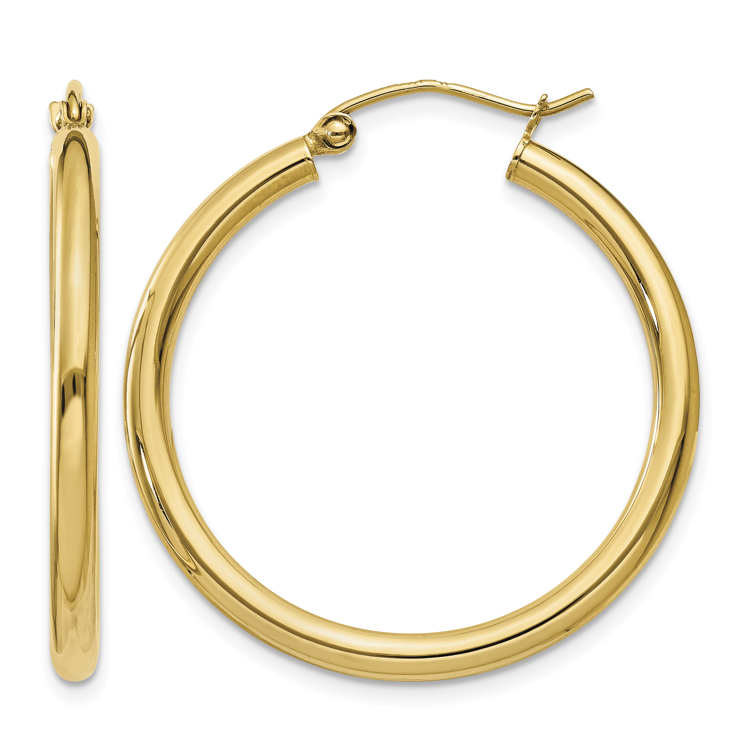 14K Polished 2.5mm Tube Hoop Earrings (T933)