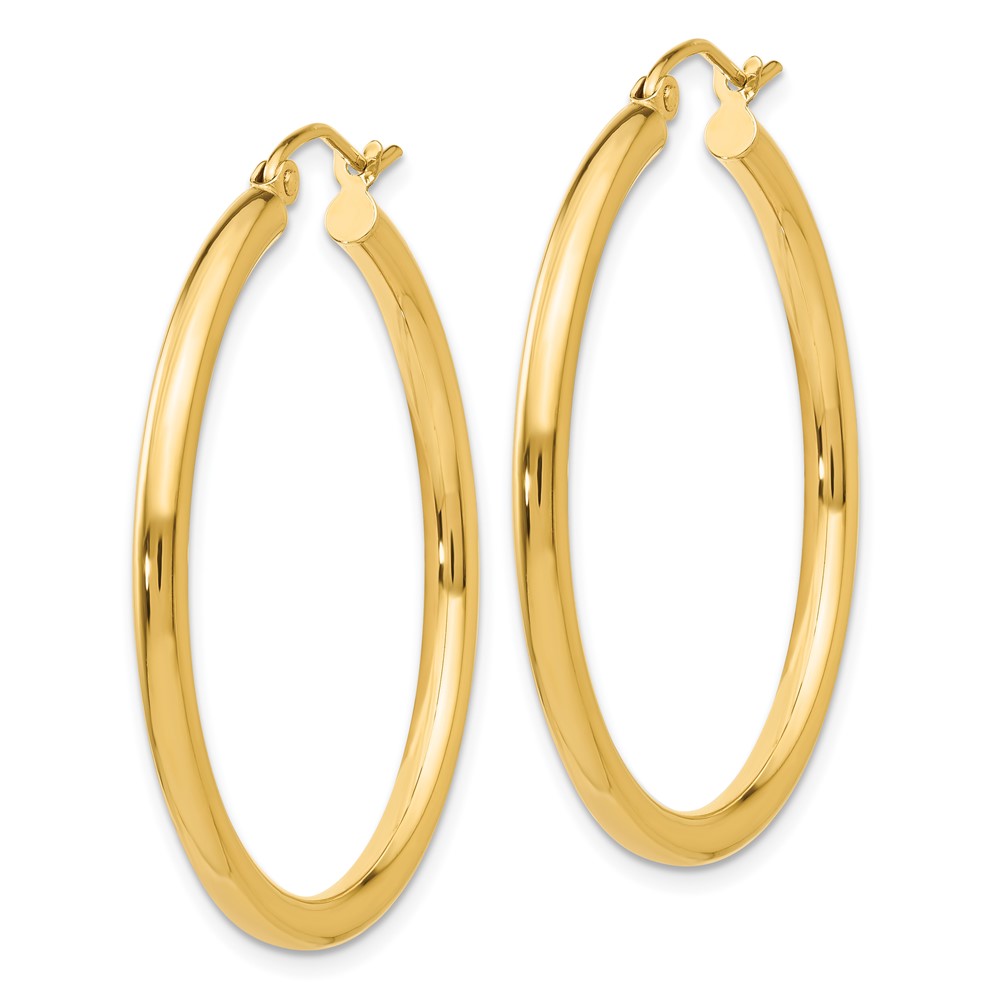 14K Polished 2.5mm Tube Hoop Earrings (T934)
