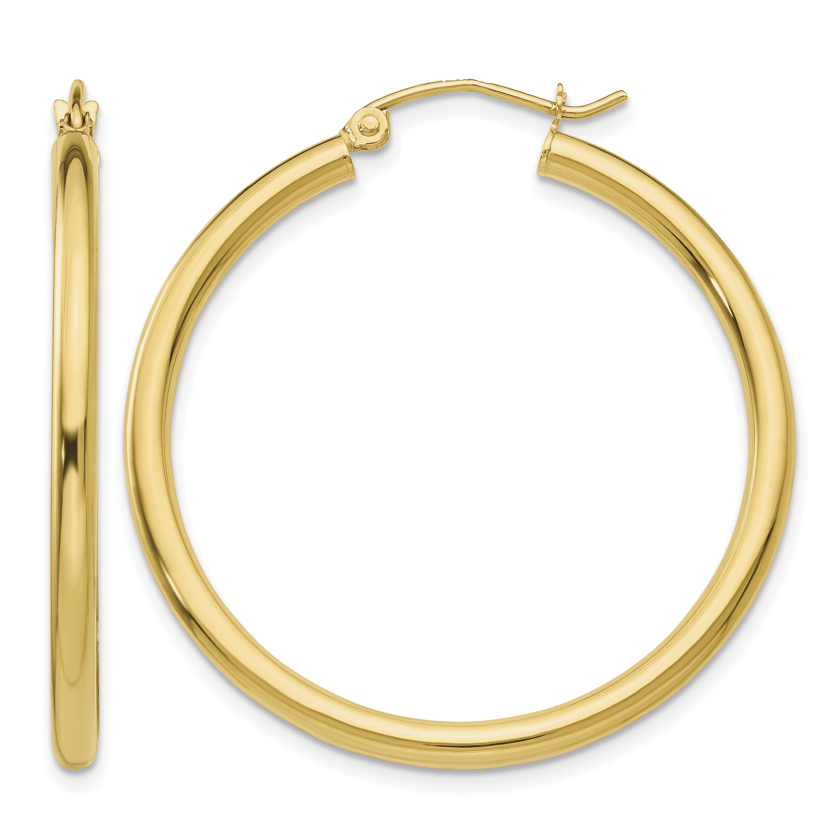 14K Polished 2.5mm Tube Hoop Earrings (T934)