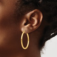 14K Yellow Gold 2.5x 35mm Polished Lightweight Tube Hoop Earrings view 3