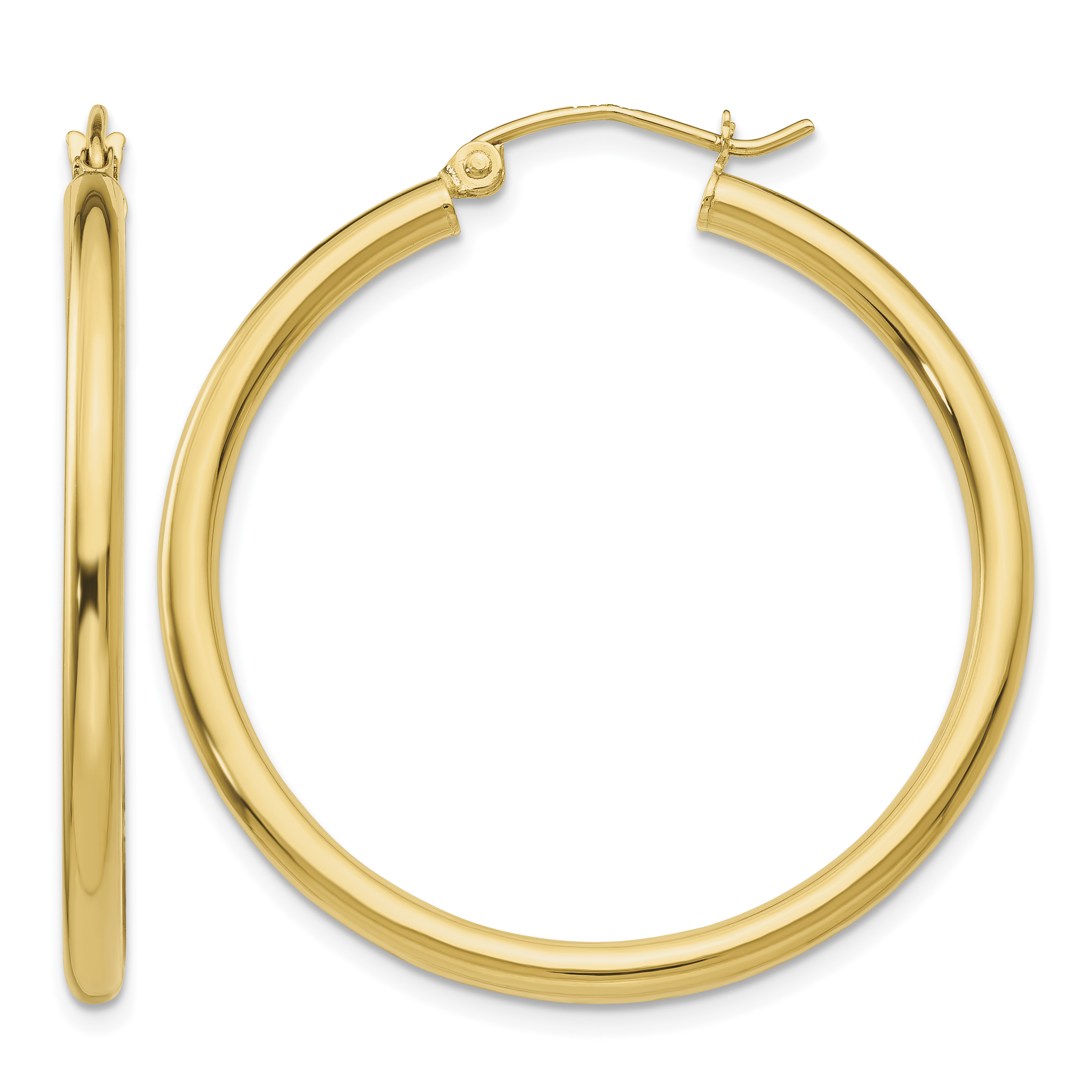 14k Polished 2.5mm Lightweight Tube Hoop Earrings (T934L)
