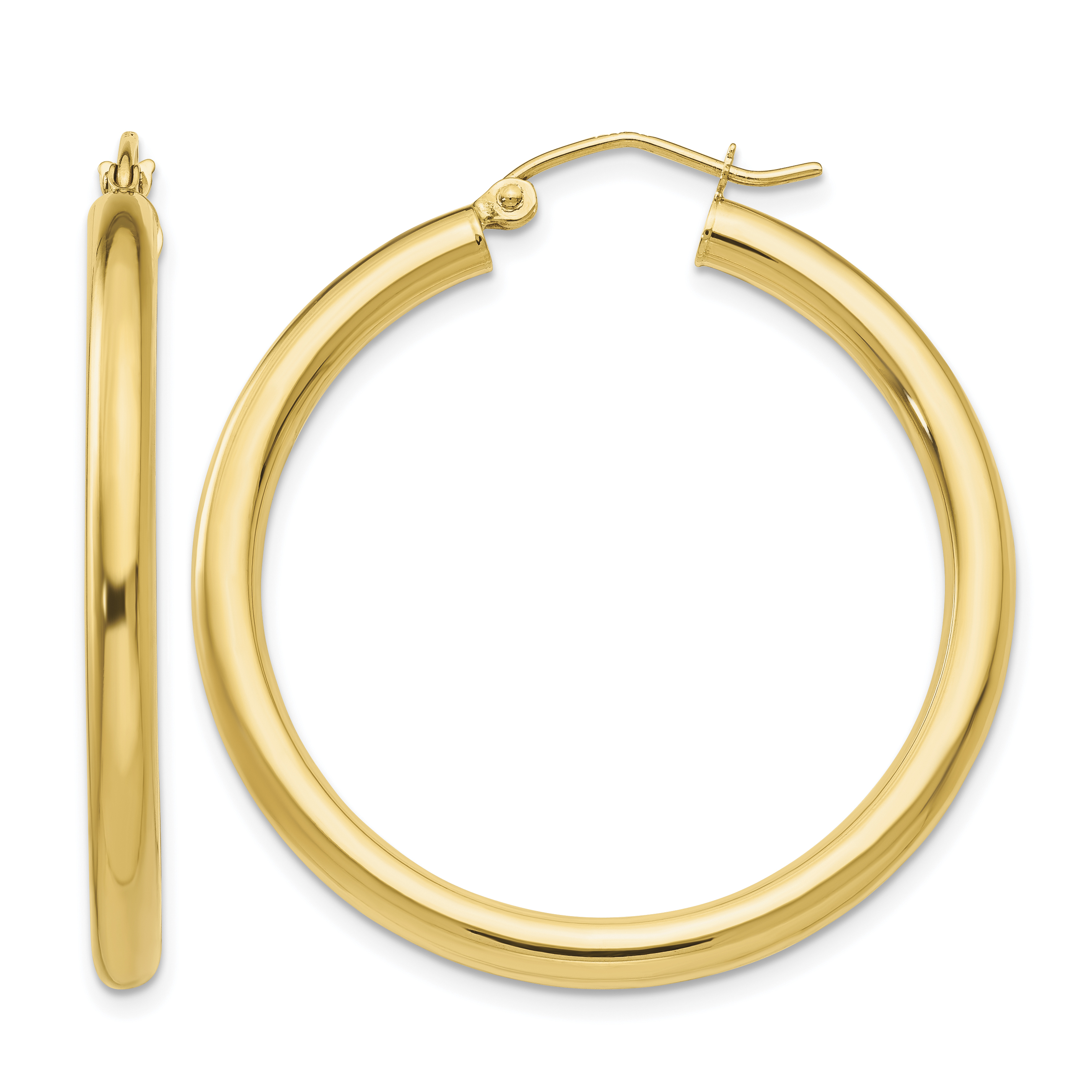 14K Polished 3mm Lightweight Tube Hoop Earrings (T935L)