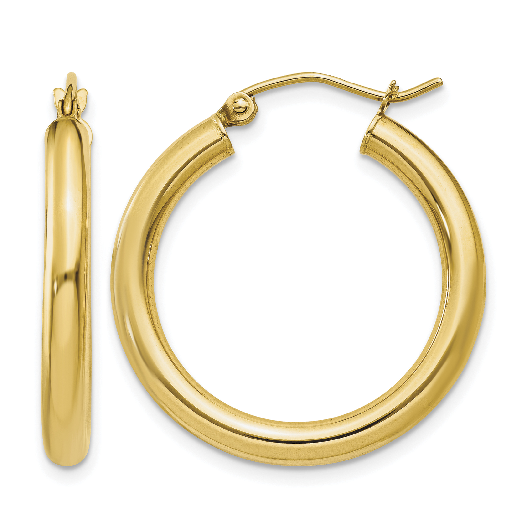 14k Polished 3mm Tube Hoop Earrings (T937)