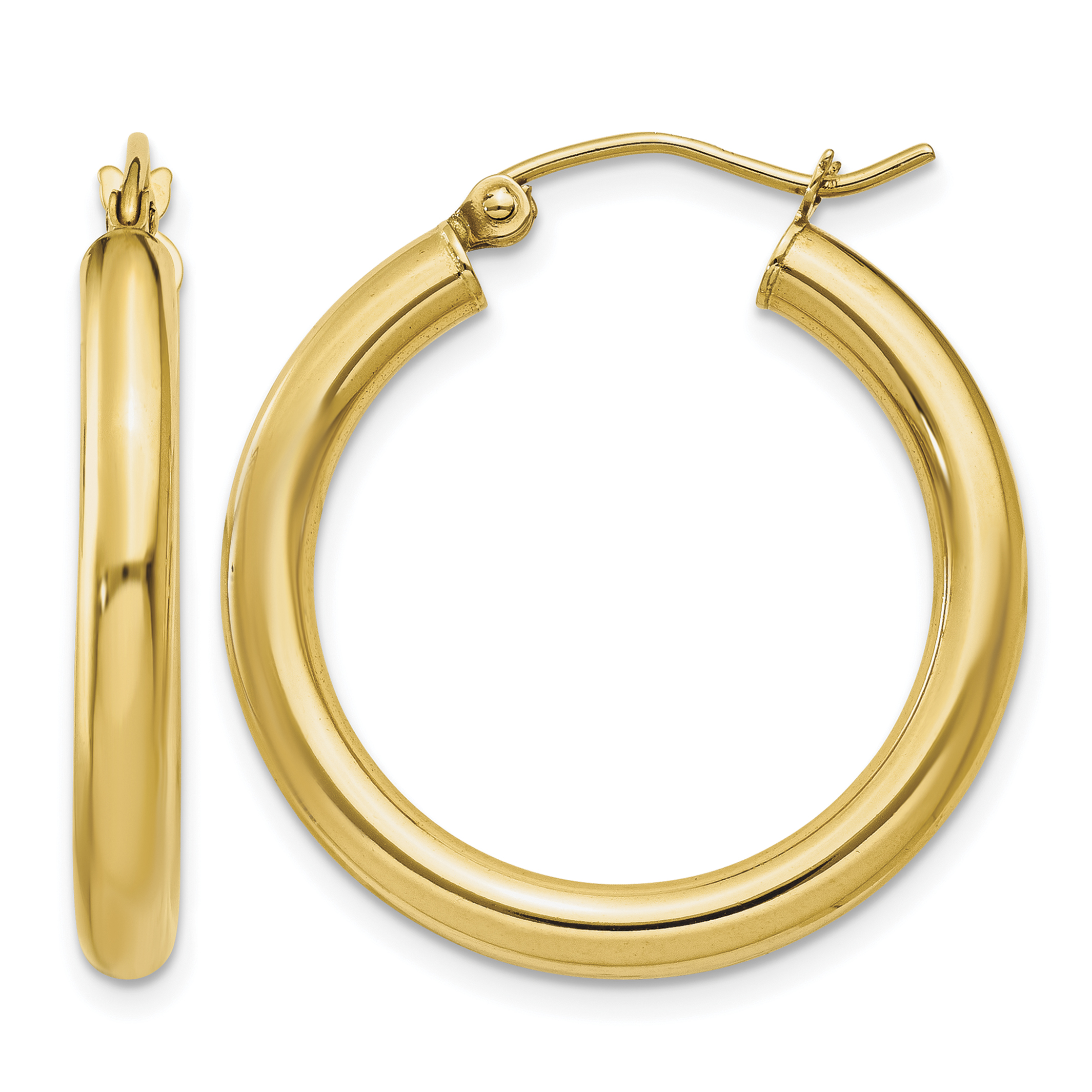 14k Polished 3mm Lightweight Tube Hoop Earrings (T937L)