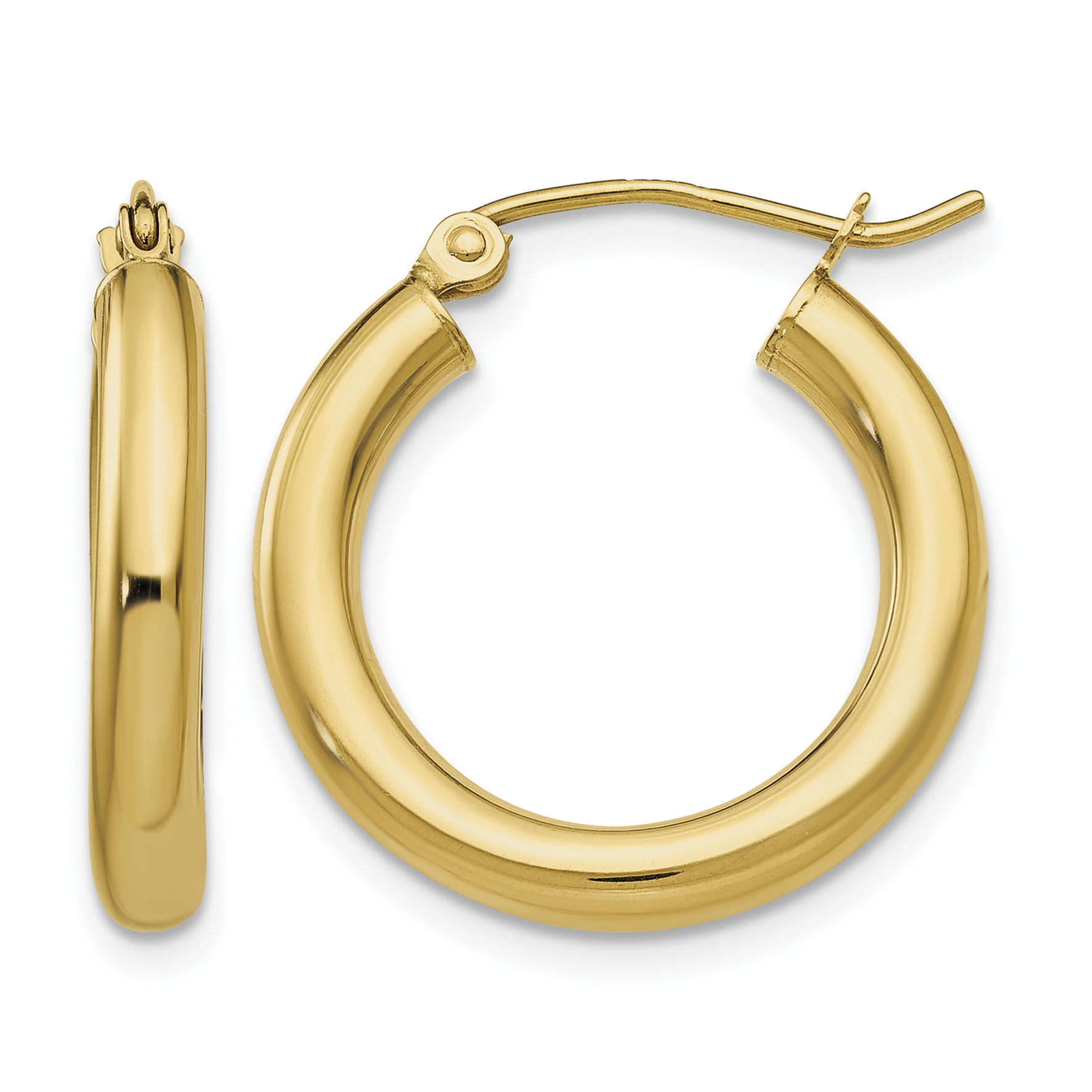 14k Polished 3mm Tube Hoop Earrings (T938)